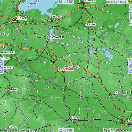 Topographic map of Löcknitz