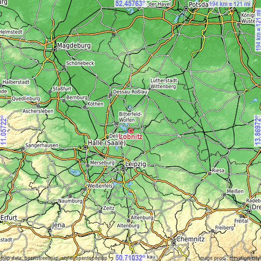 Topographic map of Löbnitz