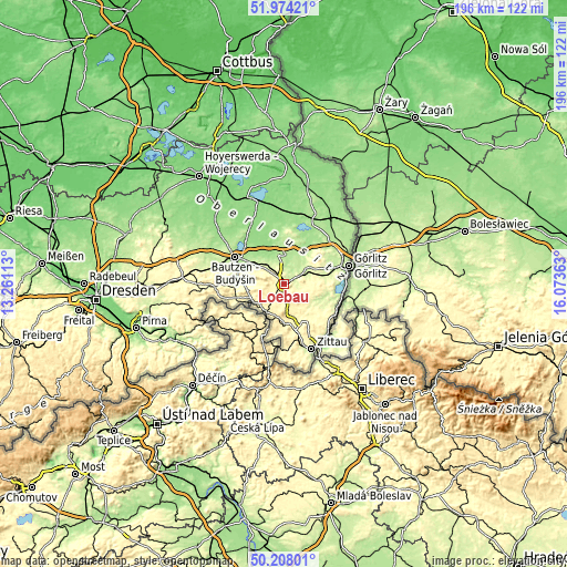 Topographic map of Löbau