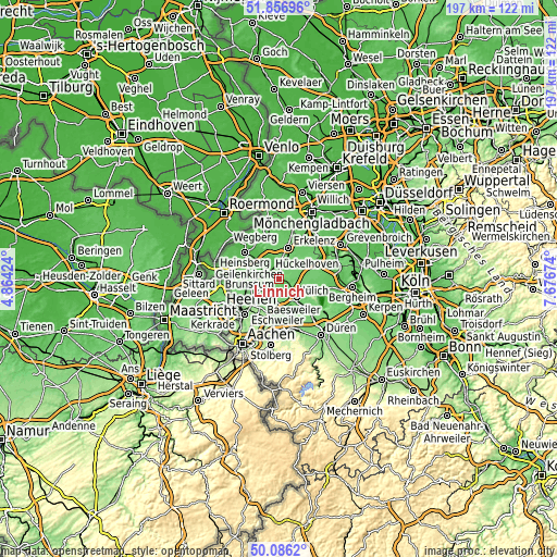 Topographic map of Linnich