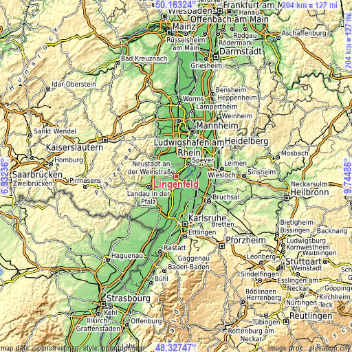 Topographic map of Lingenfeld