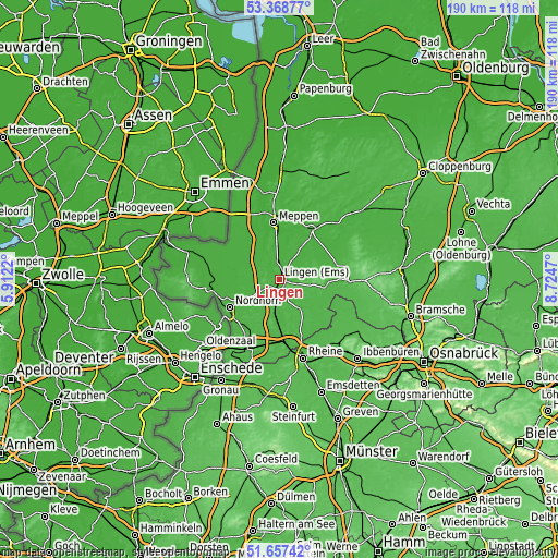 Topographic map of Lingen