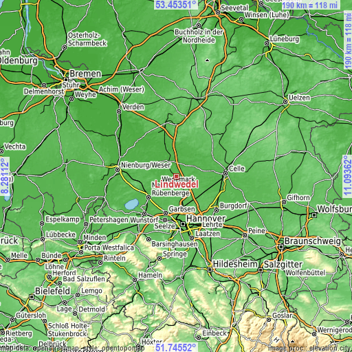 Topographic map of Lindwedel