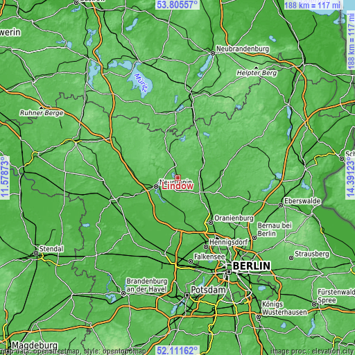 Topographic map of Lindow