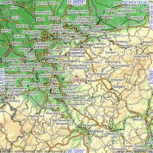 Topographic map of Lindlar