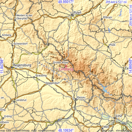 Topographic map of Lindberg