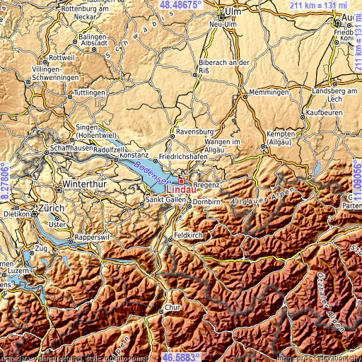 Topographic map of Lindau