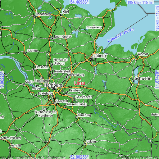 Topographic map of Linau