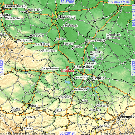 Topographic map of Lieskau
