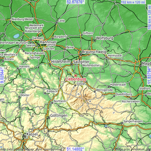 Topographic map of Liebenburg