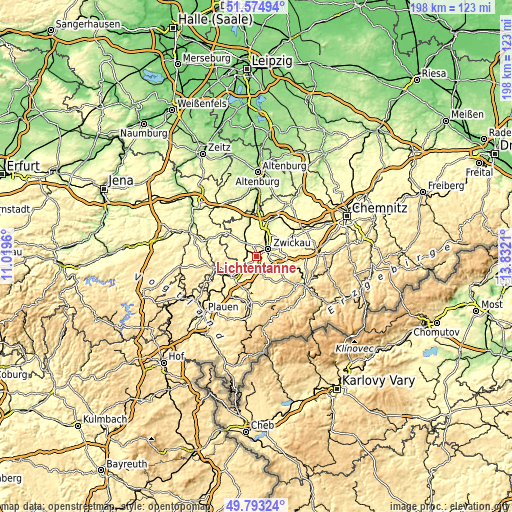 Topographic map of Lichtentanne