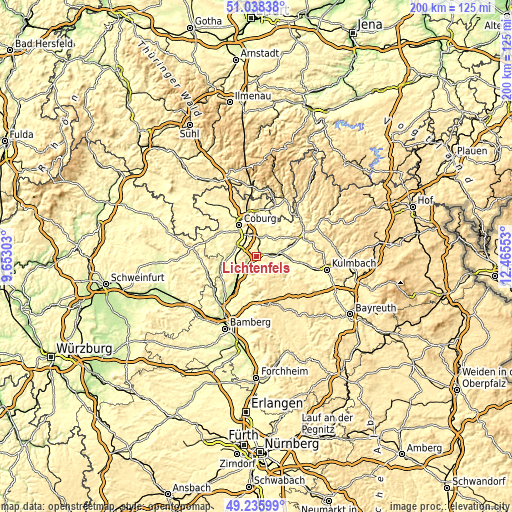 Topographic map of Lichtenfels