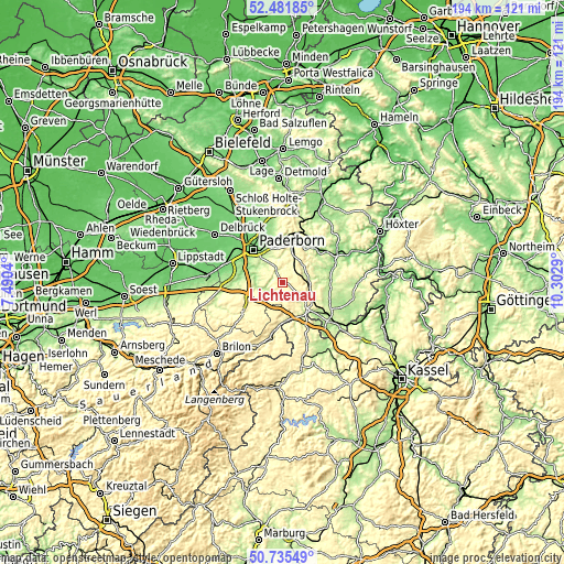 Topographic map of Lichtenau