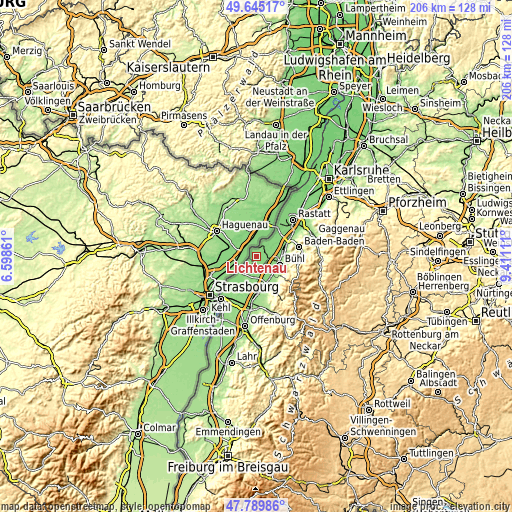 Topographic map of Lichtenau