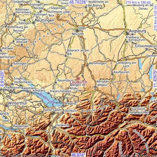 Topographic map of Leutkirch