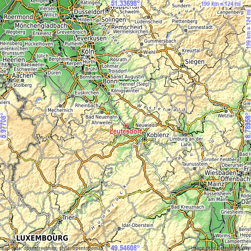 Topographic map of Leutesdorf