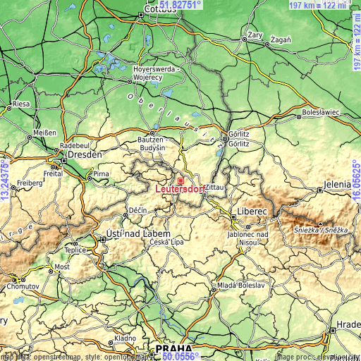 Topographic map of Leutersdorf