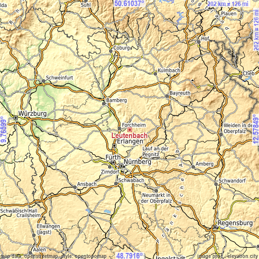 Topographic map of Leutenbach