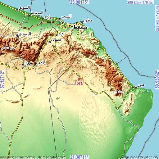 Topographic map of Ibrā’