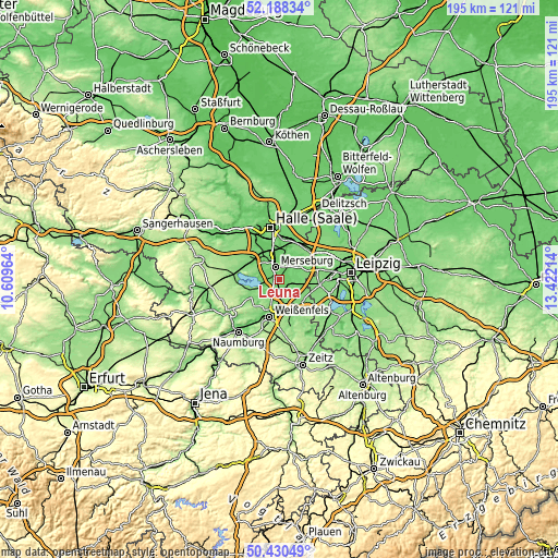 Topographic map of Leuna