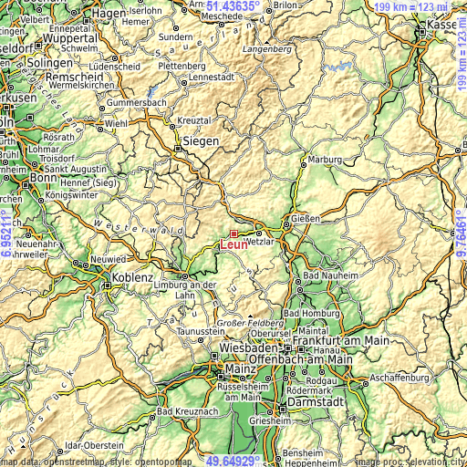 Topographic map of Leun