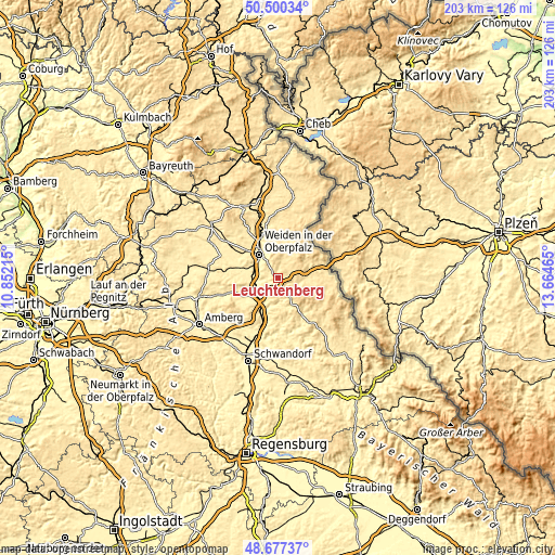 Topographic map of Leuchtenberg