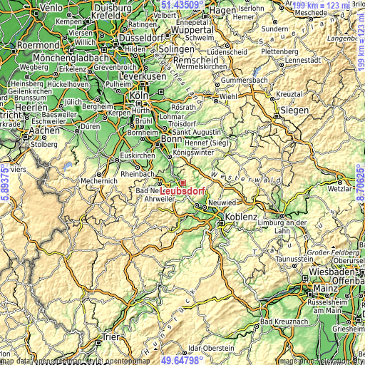 Topographic map of Leubsdorf