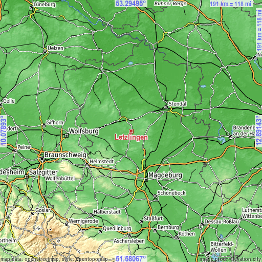 Topographic map of Letzlingen