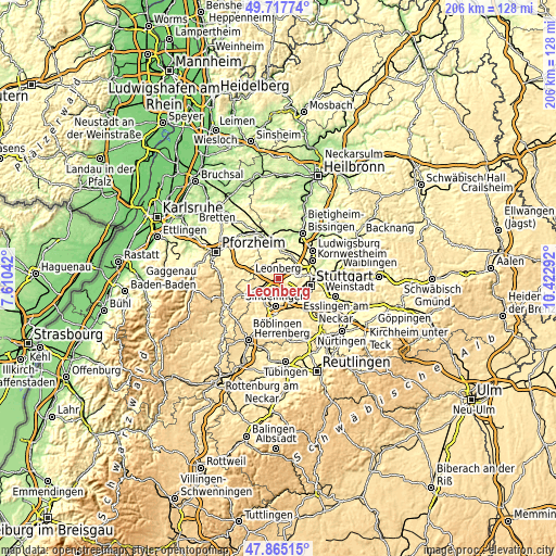 Topographic map of Leonberg