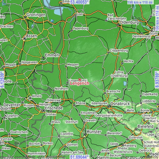 Topographic map of Lengerich