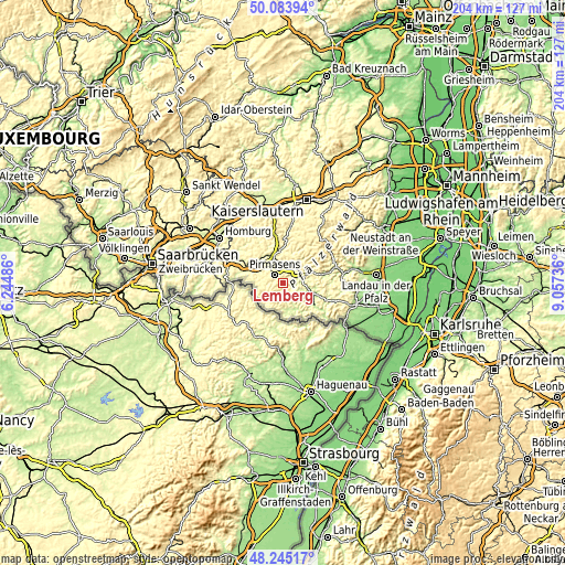 Topographic map of Lemberg