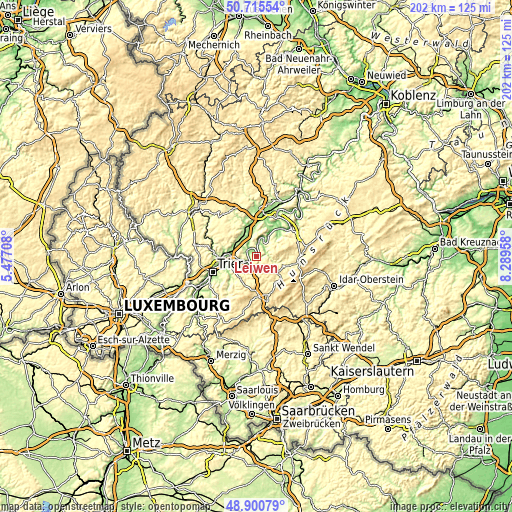 Topographic map of Leiwen