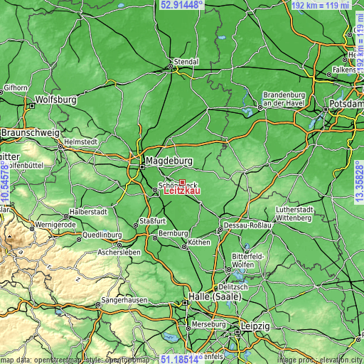 Topographic map of Leitzkau