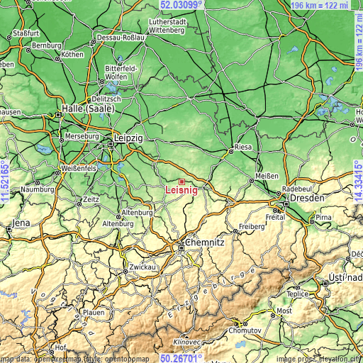 Topographic map of Leisnig