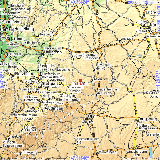 Topographic map of Leinzell