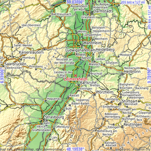 Topographic map of Leimersheim