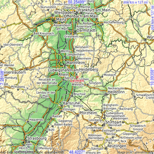 Topographic map of Leimen