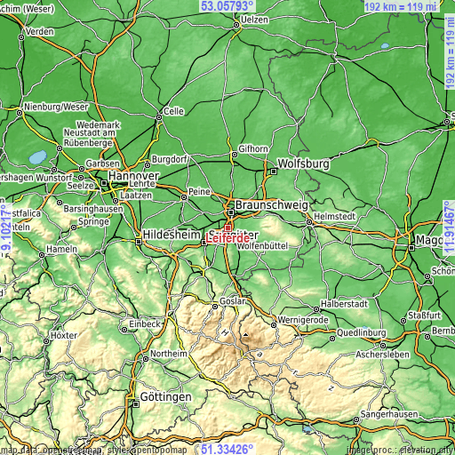 Topographic map of Leiferde