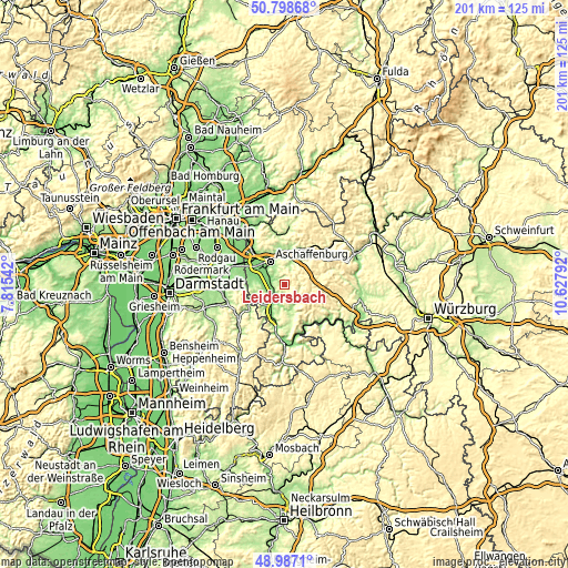 Topographic map of Leidersbach