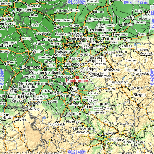 Topographic map of Leichlingen