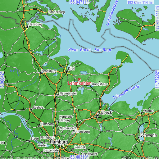 Topographic map of Lehmkuhlen