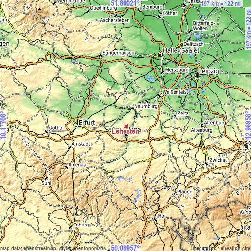 Topographic map of Lehesten
