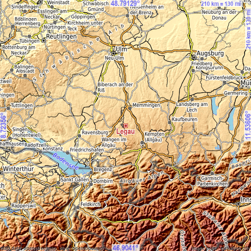 Topographic map of Legau