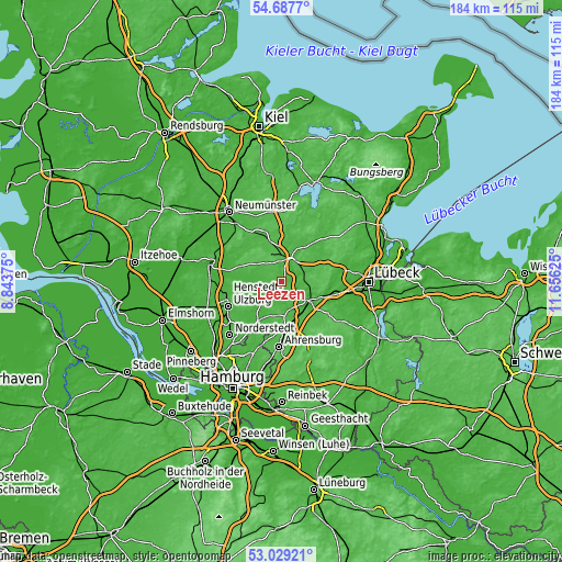 Topographic map of Leezen