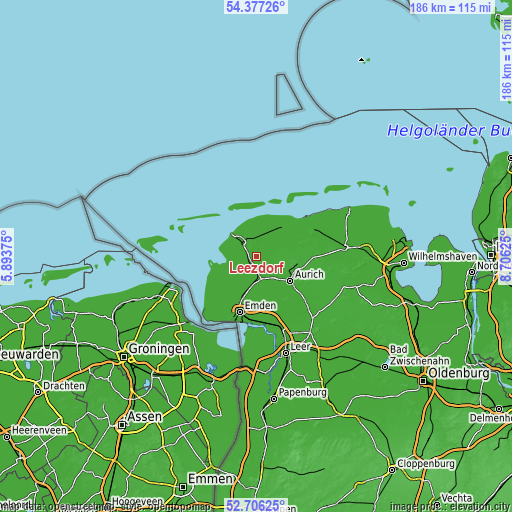 Topographic map of Leezdorf