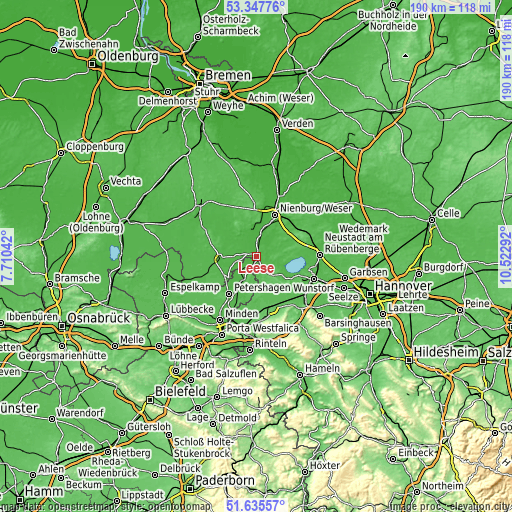 Topographic map of Leese