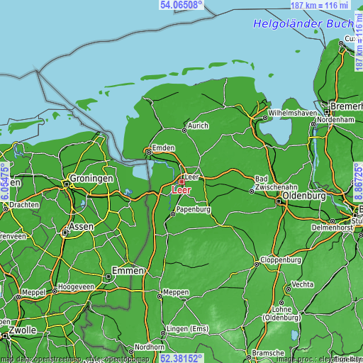 Topographic map of Leer