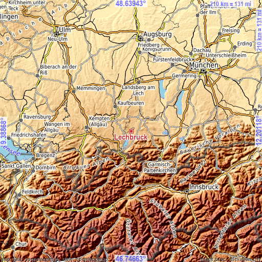 Topographic map of Lechbruck