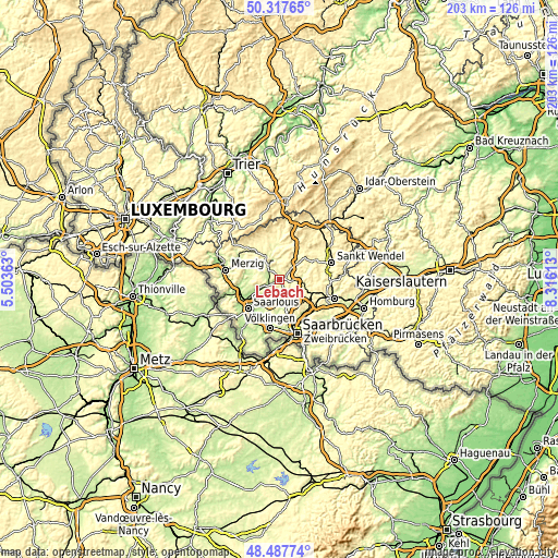 Topographic map of Lebach