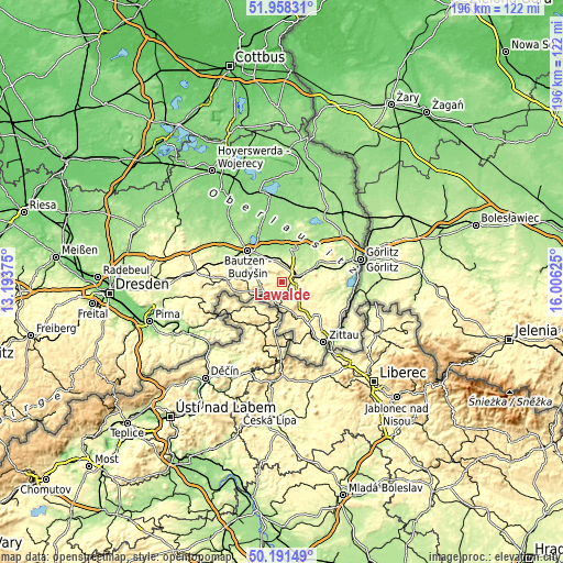 Topographic map of Lawalde